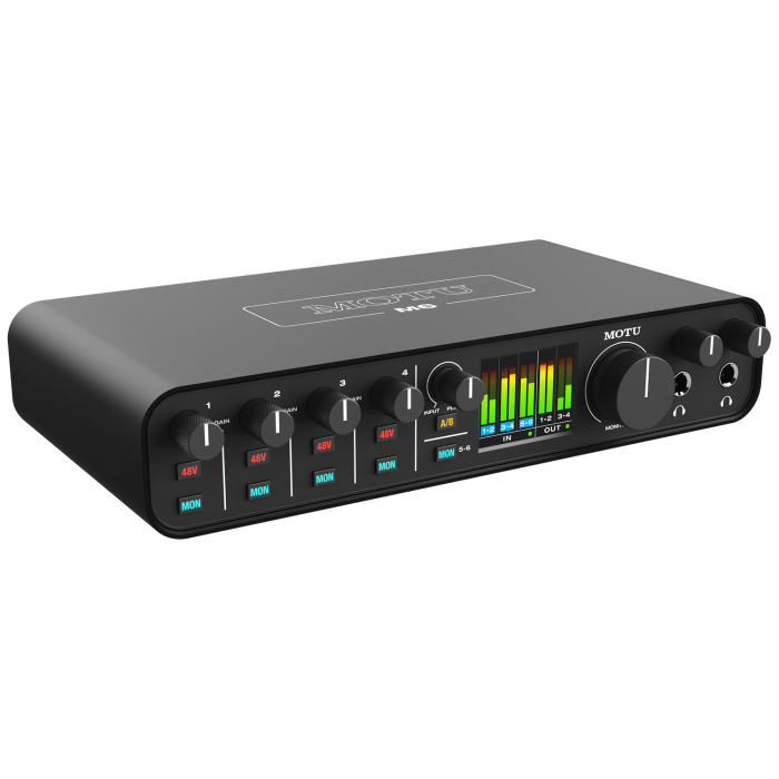 MOTU 04 0038 M6 USB Ses Kartı (Profesyonel - Yayın & Çok Kanallı Kayıt) | 6 Giriş / 4 Çıkış, Donanımsal Loopback Özelliği, 4 Adet Bağımsız Mikrofon Preamp | Ölçüler: 234 x 120 x 45 mm